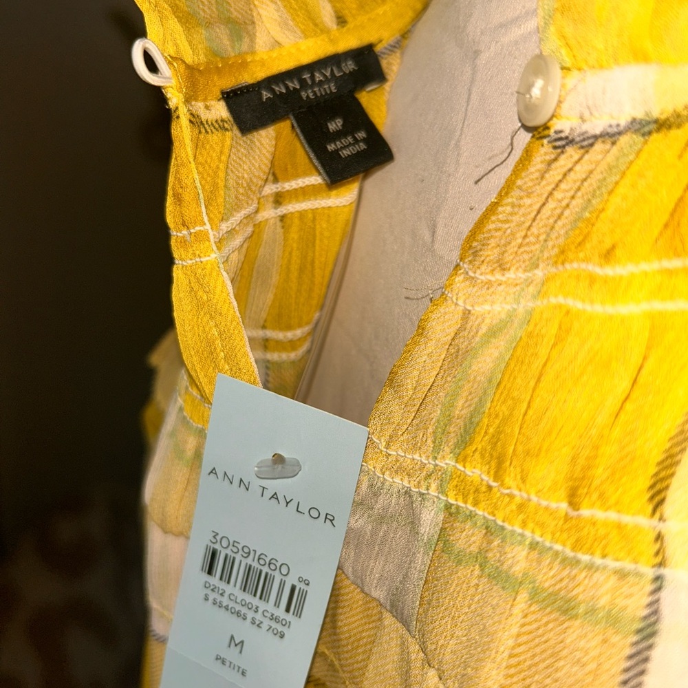 Yellow Plaid Ruffle Blouse - Picture 4 of 5